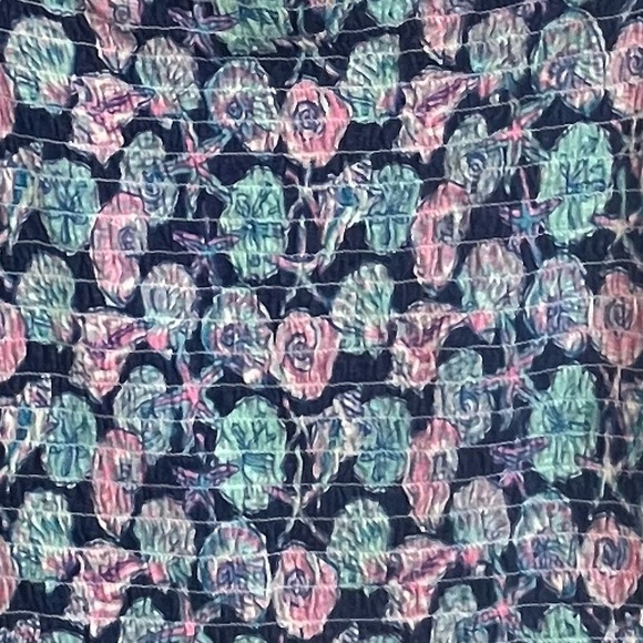 Simply Southern Crop Smocked Puff Sleeve Shirred Top Sz XXL Sea Shells Beach - Picture 3 of 14